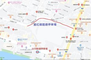 台南的住宿－樸實小屋，红色圆圈城市地图