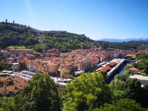 an aerial view of a city with a river at Park Hotel in Mondov&igrave;