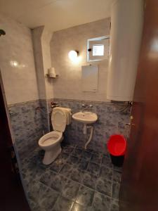 a bathroom with a toilet and a sink at Guest House Damyanov in Ravda +68 photos