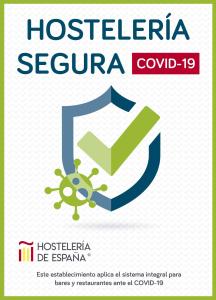 a logo for a hospital with a coronavirus at Hotel Cienbalcones in Daroca