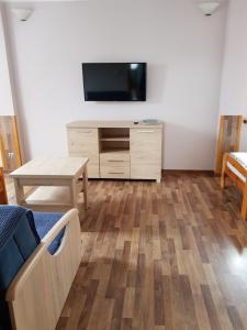 TV a/nebo společenská místnost v ubytování Dom nad jeziorem