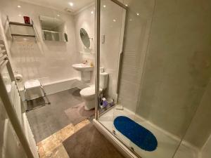 ein Bad mit einer Dusche, einem WC und einem Waschbecken in der Unterkunft 16 Pilrig Guest House in Edinburgh