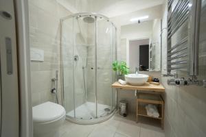e bagno con doccia, servizi igienici e lavandino. di Maison Coquette a Roma