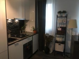 cocina con fogones y encimera en True Modern - apartment, en Valea Lupului