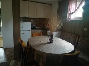 - une cuisine avec une table et un vase dans l'établissement Vikendica Jezdić, à Vežanja