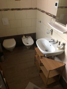 bagno con lavandino e servizi igienici di Holiday Home-kuća GORICA VERDE a Fužine