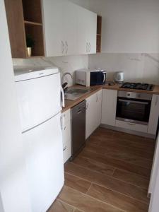 Kuchyň nebo kuchyňský kout v ubytování Apartmani Sol Vlašići