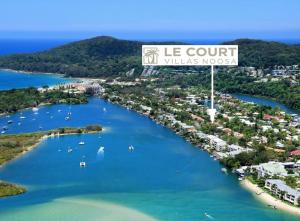 an aerial view of the island of villas moorea at Le Court Villas in Noosa Heads