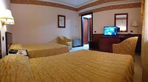 a hotel room with two beds and a television at Palahotel Vallenoce in Decollatura +27 photos