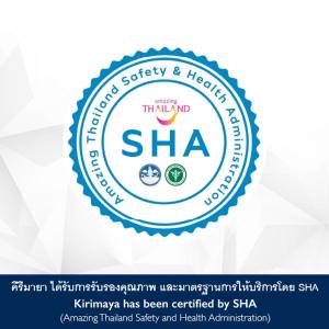 a sign for a shaarmaarma has been certified by sha at MUTHI MAYA Forest Pool Villa Resort - SHA Plus Certified in Mu Si