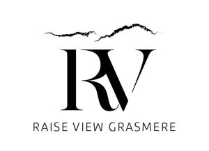格拉斯米尔Raise View House的黑白的标志,为一个有山的游戏公司设计