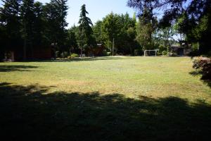a large grass field with a soccer goal at Quinta Sul America in Moimenta da Beira