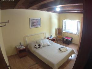 sypialnia z łóżkiem z wypchanym zwierzakiem w obiekcie Anchi Guesthouse w Dubrowniku