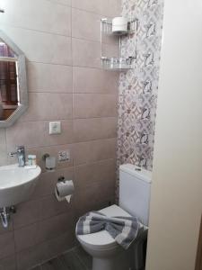 bagno con servizi igienici e lavandino di Hotel Anastasia a Città di Rodi