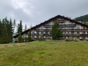 a large building on top of a green field at Fiocco di neve in Pila
