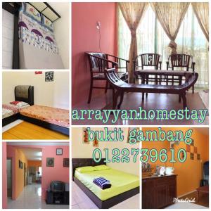 a collage of pictures of a room with a bed and a table at ar rayyan homestay bukit gambang in Gambang