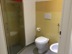 a bathroom with a shower and a toilet and a sink at Salento apartment '800 in Campi Salentina