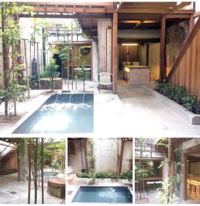 a collage of photos of a house with a pool at Rimba Hang Kasturi Villa in Melaka