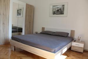 弗爾沙茨的住宿－M apartment，一间卧室配有一张带镜子的大床