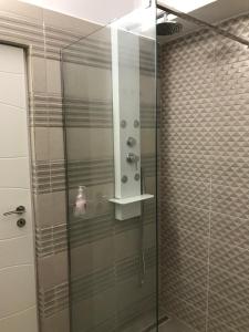 una doccia con porta in vetro in bagno di Sunny Sea a Eforie Nord