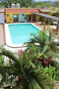 a large swimming pool on top of a house at Hotel Scarlette in Tulum