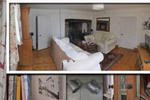 two pictures of a living room with a couch at Old Inn House in Kings Nympton