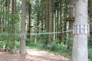 a rope bridge in a forest with people on it at fewogriebelschied in Griebelschied