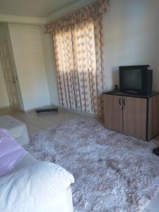 1 dormitorio con 1 cama y TV de pantalla plana en Casa sobrado, en Campos do Jordão