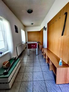 Habitación con mesa de ping pong y mesa de billar. en Holiday House Novosedly en Novosedly