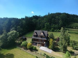 an aerial view of a house on a hill at Glisne 69 in Mszana Dolna