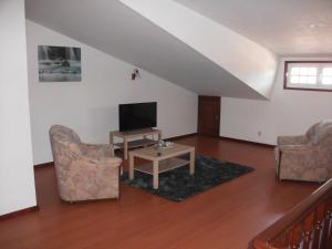 een woonkamer met 2 stoelen en een televisie bij vivendas Alves Pinho in Santa Maria da Feira