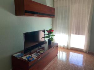 een woonkamer met een grote flatscreen-tv bij Apartamento Sanchiz in Monóvar