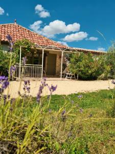 ein Haus mit Garten und Blumen im Vordergrund in der Unterkunft Norpech in Penne-dʼAgenais