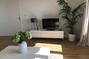 Μια τηλεόραση ή/και κέντρο ψυχαγωγίας στο Appartement avec vue imprenable sur la mer