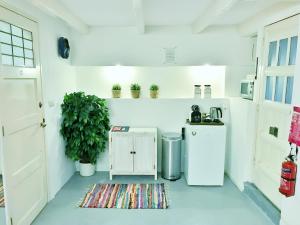 アムステルダムにあるAmsterdam Homeの白いキッチン(冷蔵庫、ラグ付)