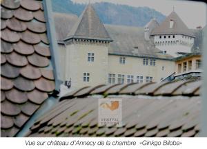Blick auf eine Burg vom Dach eines Gebäudes in der Unterkunft végétal cocoon in Annecy