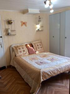 1 dormitorio con 1 cama grande en una habitación en CHAMBRE INDEPENDANTE + SANITAIRE près centre ville en Rignac