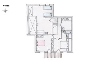 a drawing of a floor plan of a house at Chalet Le Murè hameau des Chazals Nevache Hautes Alpes in Névache