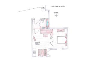Načrt razporeditve prostorov v nastanitvi Le Leyrier Hameau des Chazals Nevache Hautes Alpes
