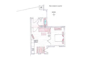 a floor plan of a room with at Le Leyrier Hameau des Chazals Nevache Hautes Alpes in Névache