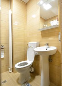 Koupelna v ubytování Hotel Decebal Bistrita