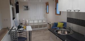 eine Küche mit einer Spüle und einer Arbeitsplatte in der Unterkunft Casa Gran Vista, Studio, Adults only in Jalón
