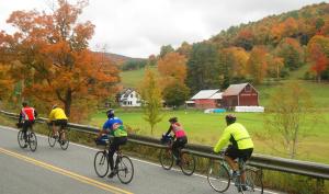 a group of people riding bikes down a road at DreamHouse Country Inn in Bristol