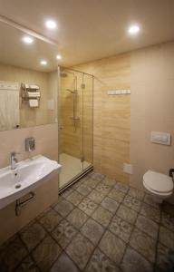 Koupelna v ubytování Biplan Hotel