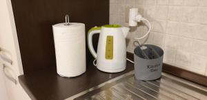 a counter with a toaster and a roll of paper towels at Saint Peter Vatican City Large Apartment Barbara casa vacanza in Rome