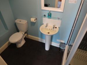 a bathroom with a toilet and a sink at Travellers Rest Motel in Ingoldmells +32 photos