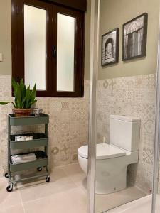 a bathroom with a toilet and a sink at Galería de Cervantes in Toledo