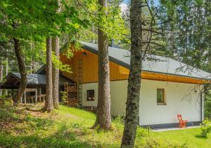ein Haus inmitten eines Waldes mit Bäumen in der Unterkunft DAS HAUS IM WALD in Seefeld in Tirol