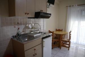 Eldhús eða eldhúskrókur á Delphin Rooms Sivota