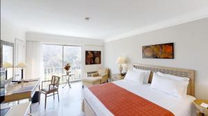 伊瓦格的住宿－阿爾塔米拉星級酒店，一间卧室配有一张床和一张书桌,另一间卧室配有一张床